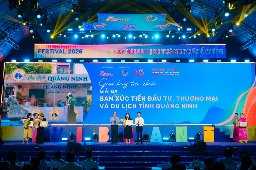 Gian hàng du lịch Quảng Ninh vinh dự được trao Giải Ba hạng mục “Gian hàng tiêu chuẩn” tại Ngày hội Du lịch TP.HCM lần thứ 22 năm 2026.